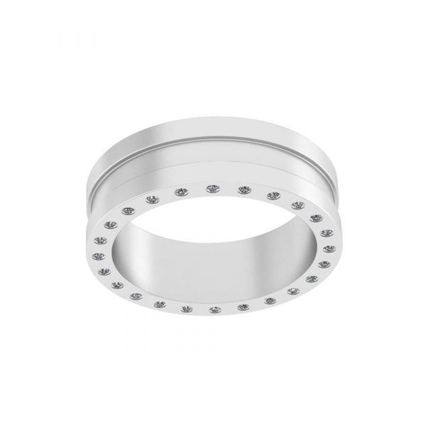 Stylish Sparkly CZ Stainless Steel Engagement Ring - Image 2