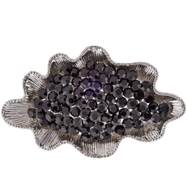 B2464-16-1.jpg Black Rhinestone Shell Brooch - Image 1