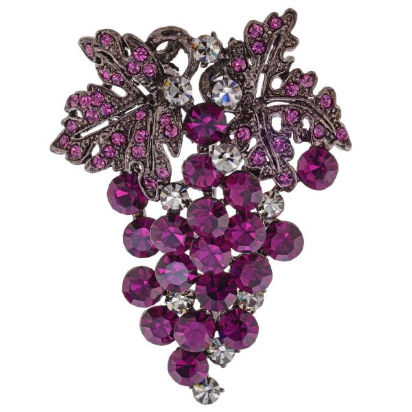 Bohemian Antic-Silver Amethyst Rhinestone Brooch - Image 1
