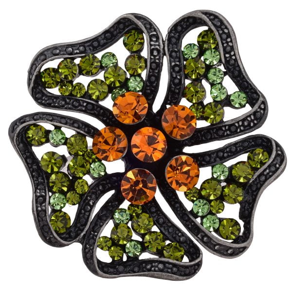 B2912-12.jpg Bohemian Antic Silver Rhinestone Flower Brooch - Image 1