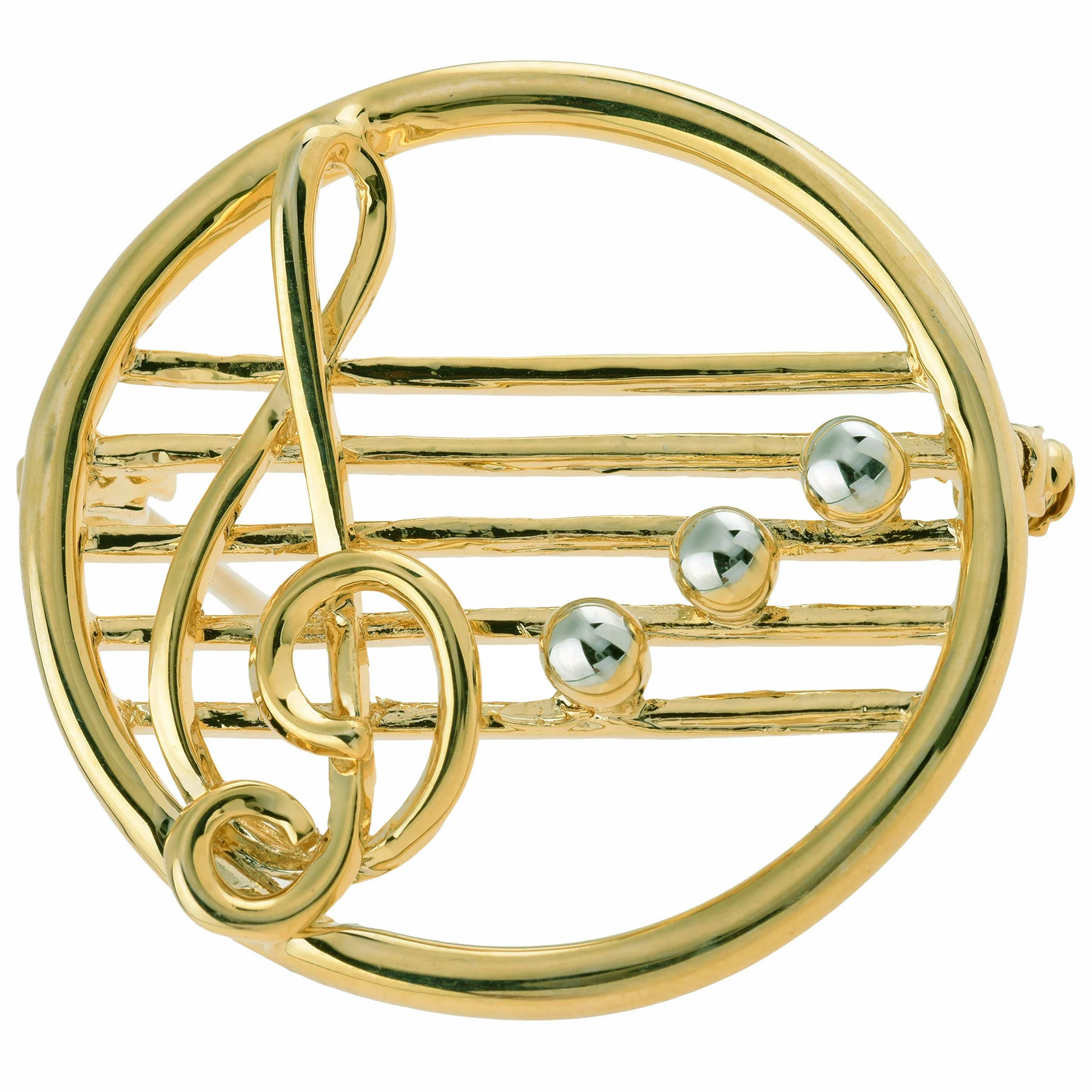 B3145-2.jpg Gold-tone Pearl Accented Music Note Pin Brooch - Image 1