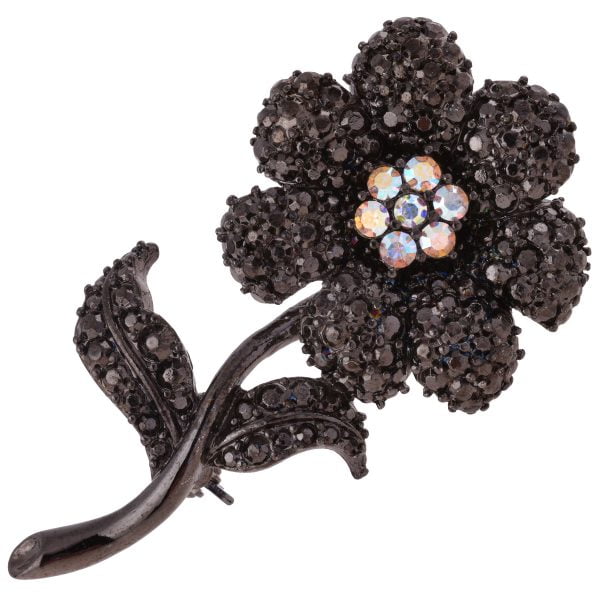 B3660-4.jpg Victorian Inspired Vintage Rhinestone Flower Brooch - Image 1