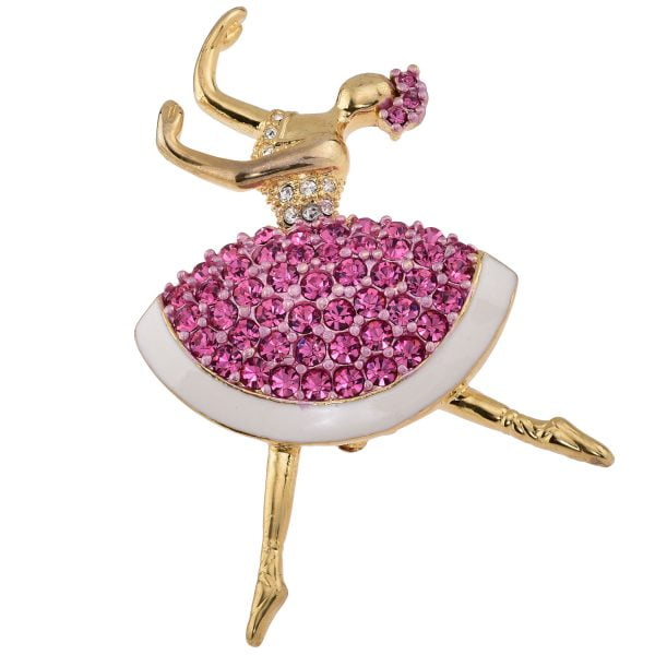 Gold-tone Rhinestone Ballerina Brooch - Image 1