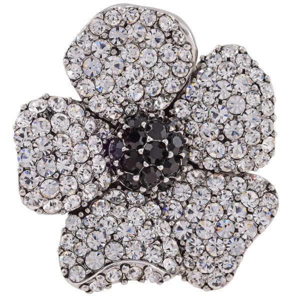 Art Nouveau Rhinestone Diamond Silver Brooch - Image 1