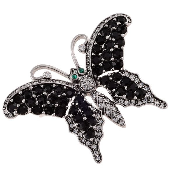 B3907-14.jpg Silver-tone Rhinestone Butterfly Brooch - Image 1