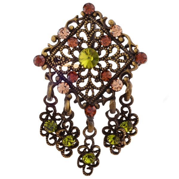 Victorian Inspired Rhinestone Chandelier Brooch - Image 1
