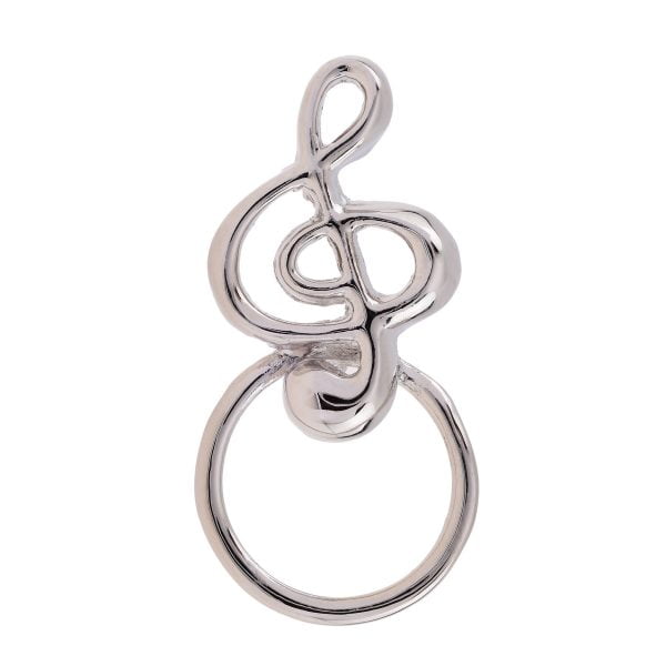 Silver Music Note Pin Brooch - Image 1