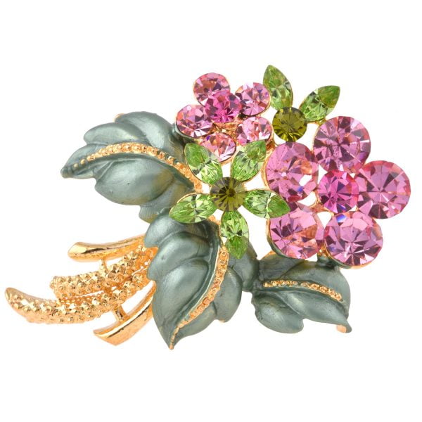 B5611-8.jpg Art Nouveau Enamel Flower Gold Pin Brooch - Image 1