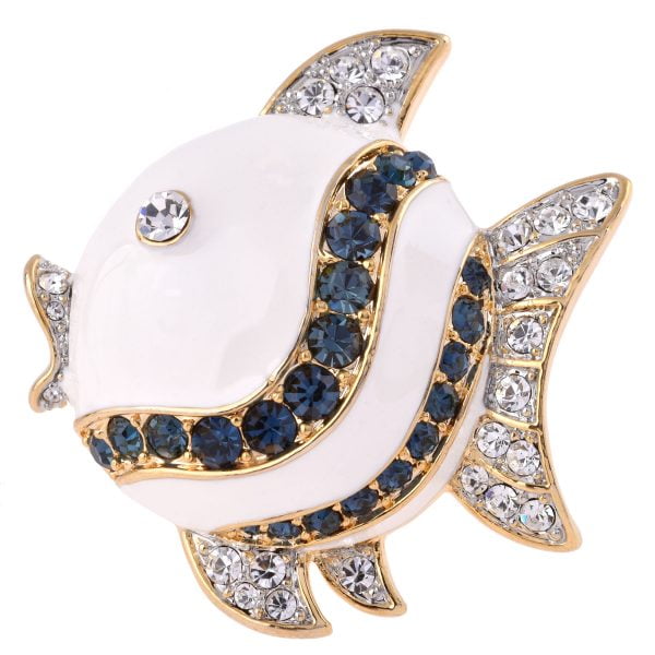 White Color Enamel Angelfish Pin Brooch - Image 1