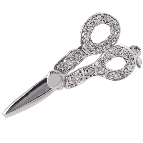 B6092-4.jpg Silver Rhinestone Accented Scissors Pin - Image 1