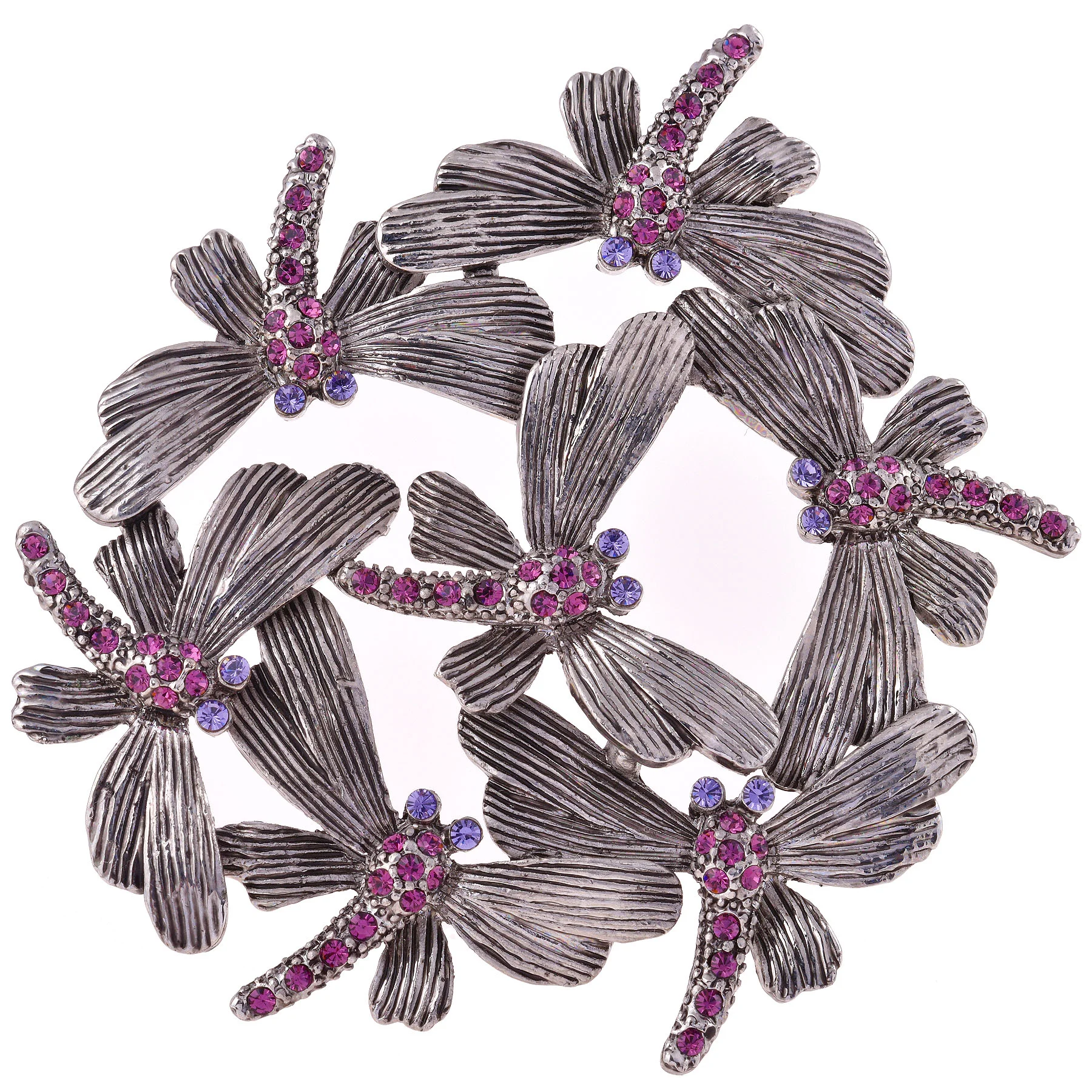 Art Nouveau Antique Silver Rhinestone Dragonfly Brooch - Image 1