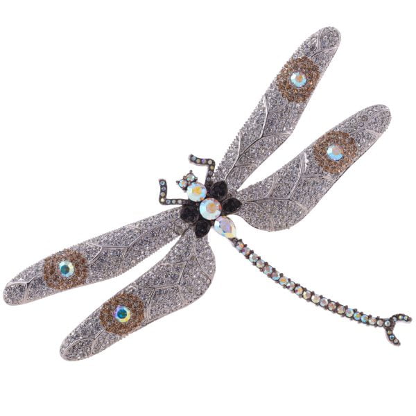 B6383-54.jpg 30s Parisian Inspired Whimsical CZ Diamond Encrusted Dragonfly Brooch - Image 1