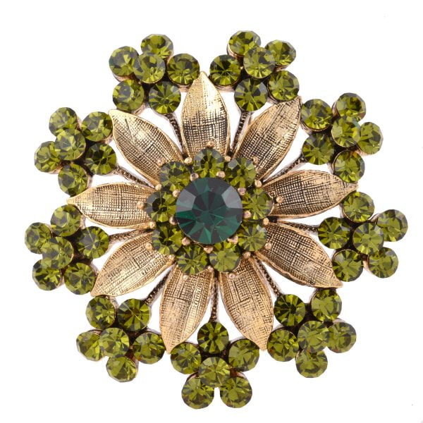Victorian Antique Gold Rhinestone Brooch - Image 1