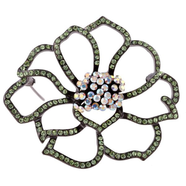 Victorian Multi Color Rhinestone Flower Brooch - Image 1