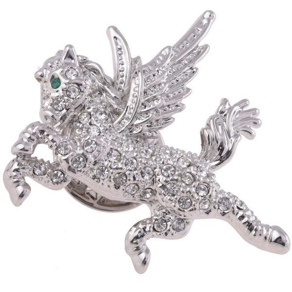 B6761-5.jpg Art Nouveau Swarovski Encrusted Winged Horse Pegasus Lapel Pin - Image 1