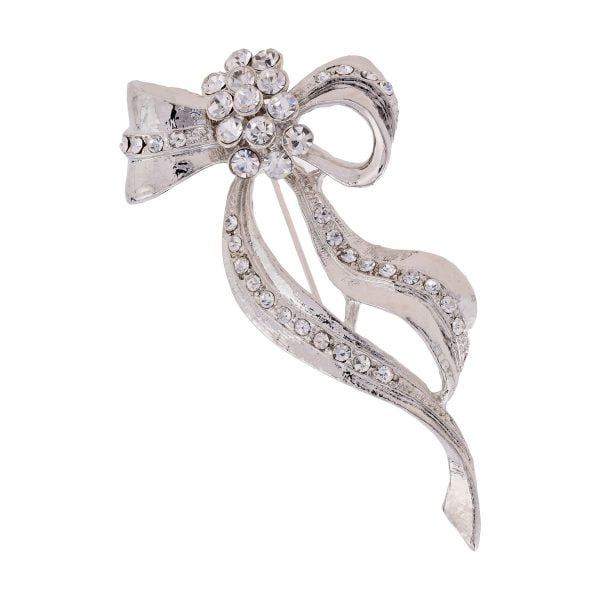 BR2452-9.jpg Edwardian Rhinestone Bow Pin Brooch - Image 1