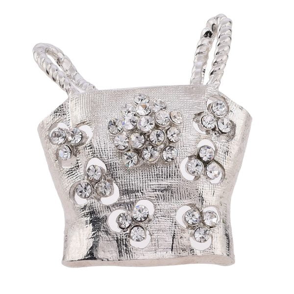Retro Silver Spaghetti Strap Peplum Top Pin Brooch - Image 1