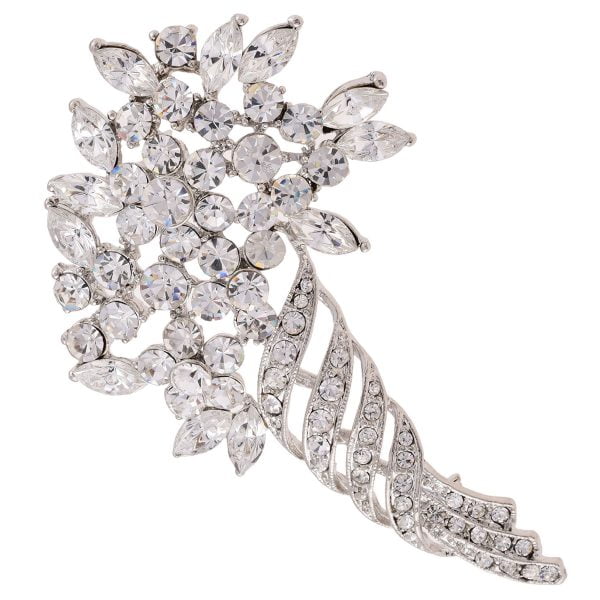 Edwardian Rhinestone Floral Pin Brooch - Image 1