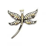Art Nouveau Inspired Dragonfly Rhinestone Brooch - Image 4