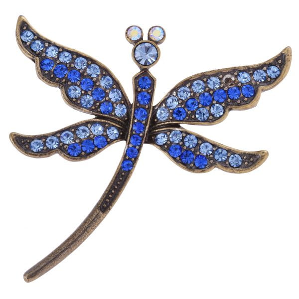 BR2599-BL-7.jpg Art Nouveau Inspired Dragonfly Rhinestone Brooch - Image 3