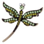 Art Nouveau Inspired Dragonfly Rhinestone Brooch