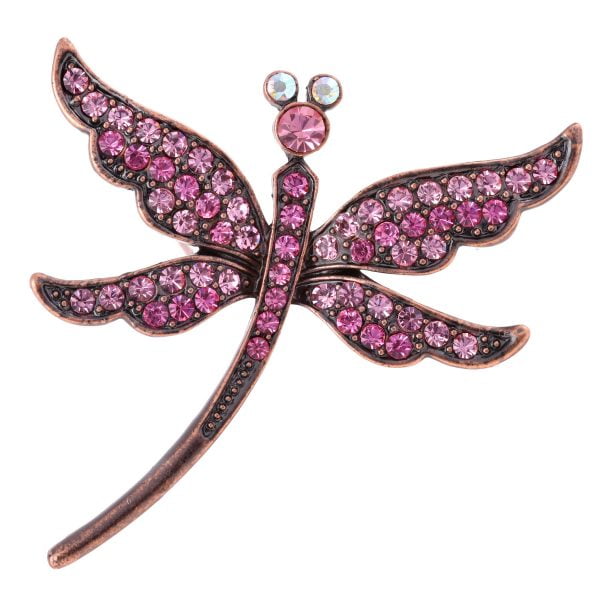 BR2599PK-7.jpg Art Nouveau Inspired Dragonfly Rhinestone Brooch - Image 2