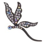 Art Nouveau Inspired Rhinestone Dragonfly Brooch - Image 3
