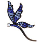 Art Nouveau Inspired Rhinestone Dragonfly Brooch