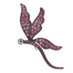 Art Nouveau Inspired Rhinestone Dragonfly Brooch - Image 2