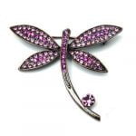 Art Nouveau Inspired Rhinestone Dragonfly Pin Brooch - Image 2