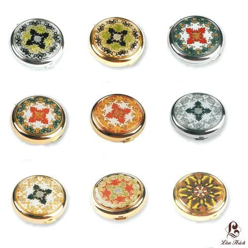 CM001-8.jpg Stainless Steel Round Double Mirror Compact - Image 1