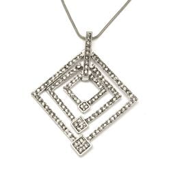 FN121228-11.jpg Rhinestone Open diamond Squares Pendant Necklace - Image 1