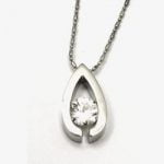 Urban-chic CZ Diamond Tension-set Teardrop Necklace