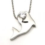 Urban-chic CZ Diamond Tension-set Dolphin Necklace