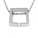 Urban-chic CZ Diamond Tension-set Square Necklace