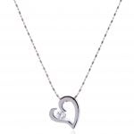 Urban-chic CZ Diamond Tension-set Heart Necklace