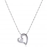Urban-chic CZ Diamond Tension-set Heart Necklace