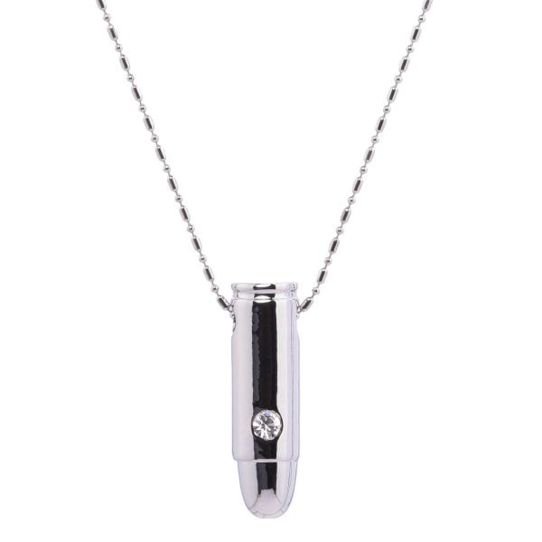 Urban-chic CZ Diamond Accent Bullet Pendant Necklace - Image 1