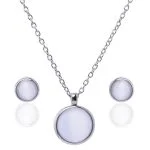 Cat eye Round Pendant Necklace Set - Image 4