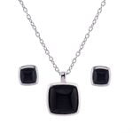 Cat eye Square Pendant Necklace Set - Image 6