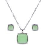 Cat eye Square Pendant Necklace Set - Image 4