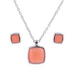 Cat eye Square Pendant Necklace Set