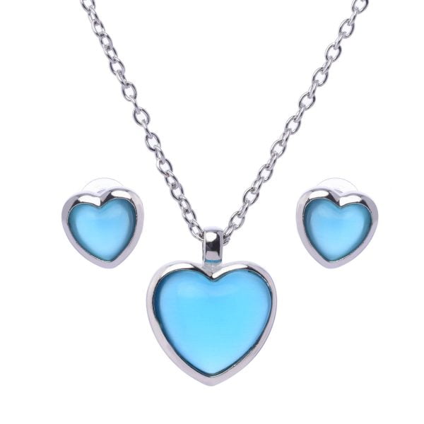 Cat eye Heart Pendant Necklace Set - Image 2