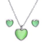 Cat eye Heart Pendant Necklace Set