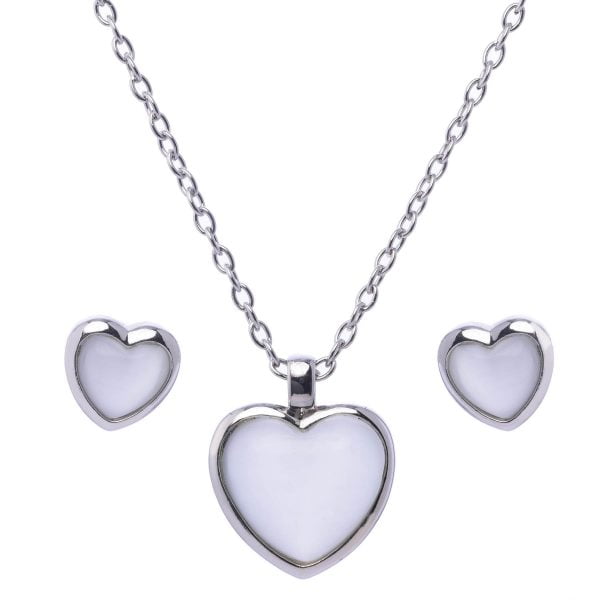 Cat eye Heart Pendant Necklace Set - Image 5