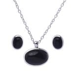 Cat eye Oval Pendant Necklace Set