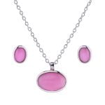 Cat eye Oval Pendant Necklace Set - Image 3