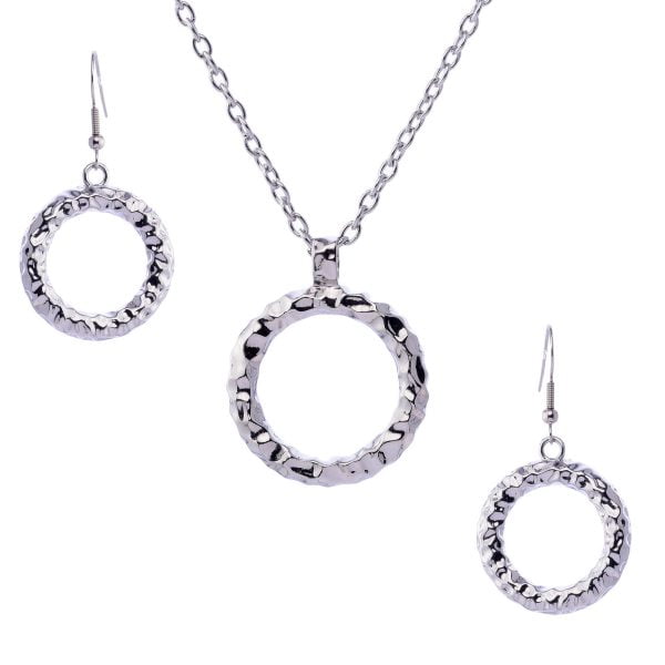 Open Circle Pendant Necklace Set - Image 1