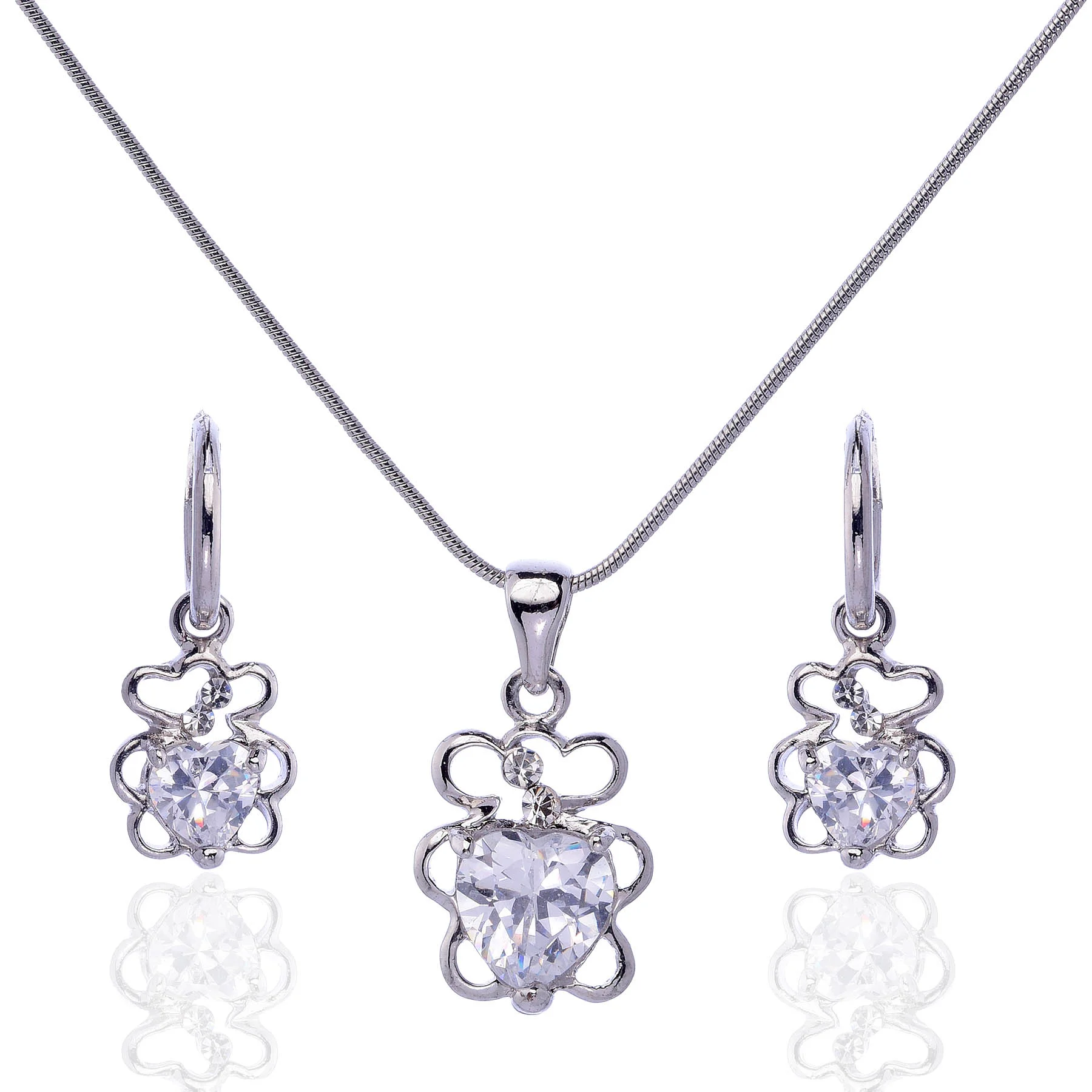 Retro Multiple Heart Rhinestone Necklace Set - Image 1