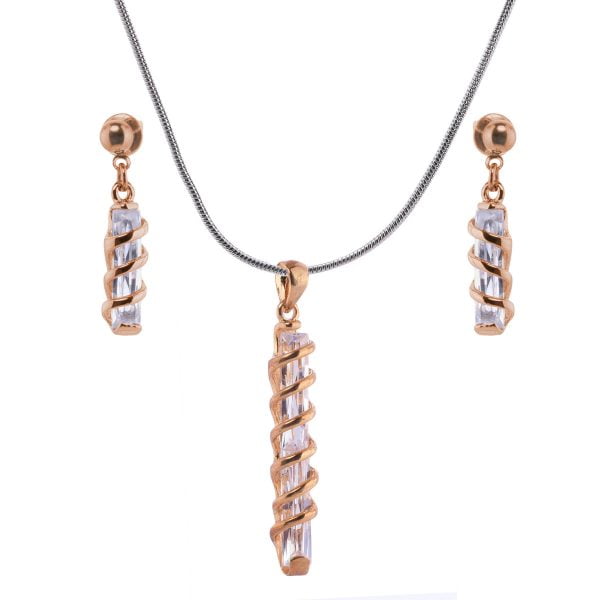 Teresequet Rhinestone Pendant Necklace Set - Image 1